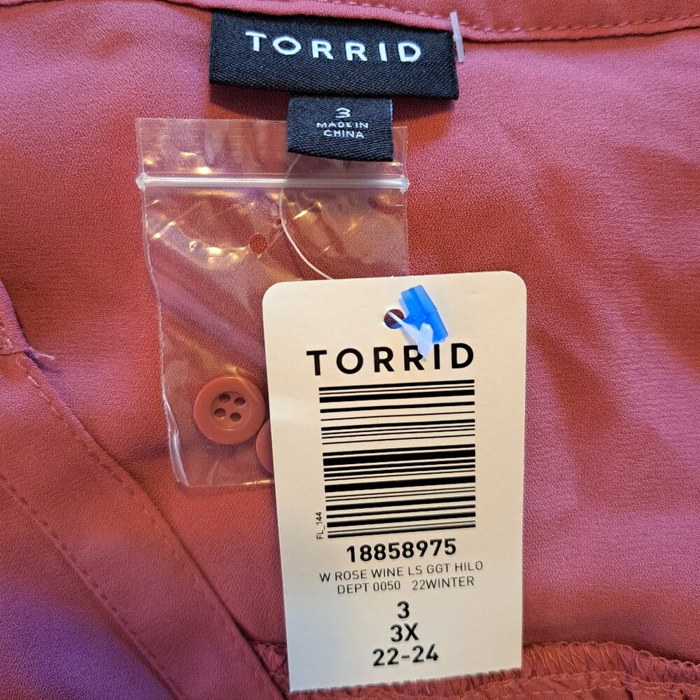 NEW Torrid Dusty Pink Rose Wine Georgette Blouse Plus Size 3 - Picture 5 of 6